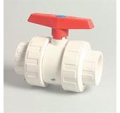 Mega White double union PVC  1 1/2\" ball valve